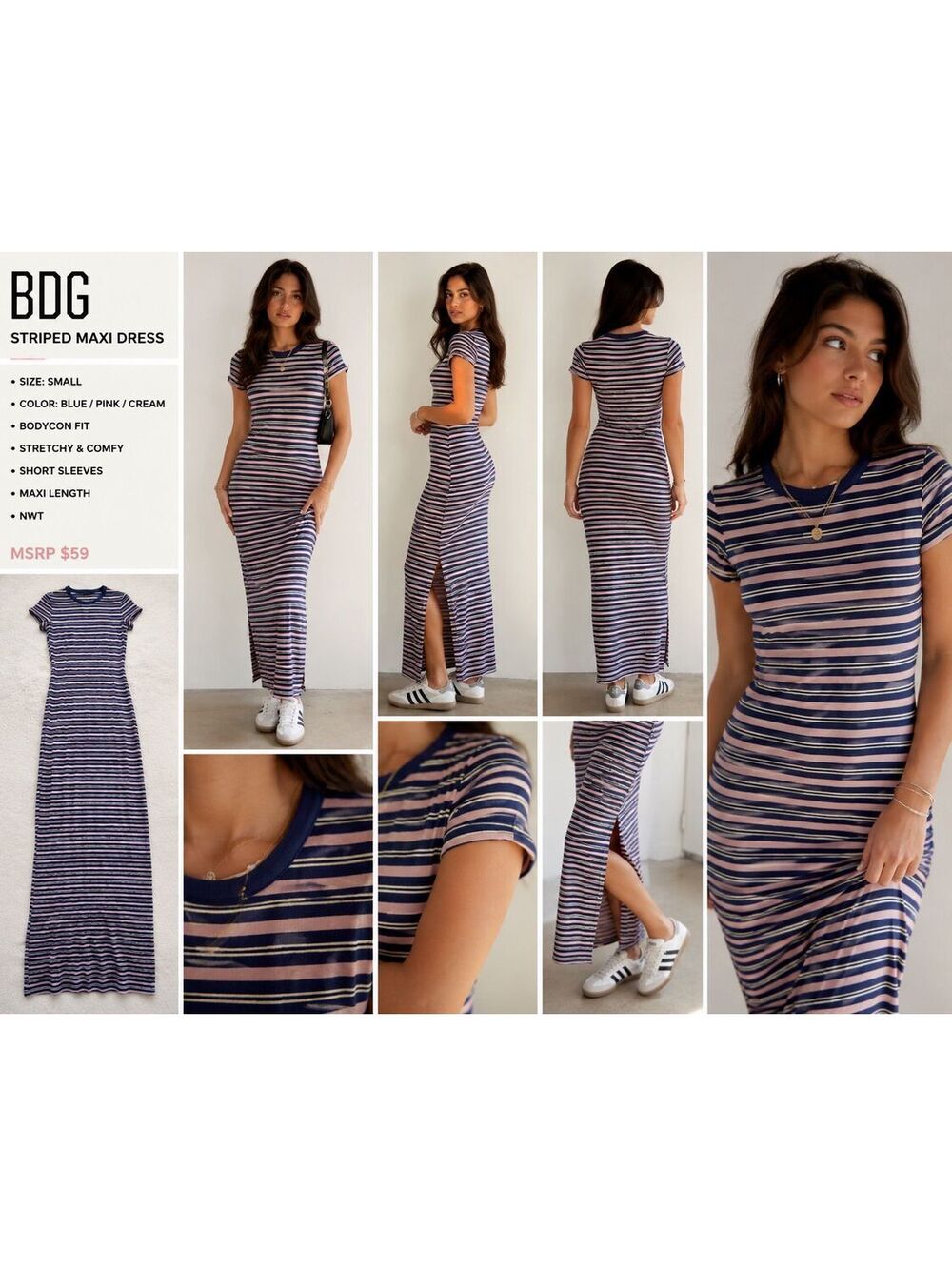 164. NWT! BDG•Striped Bodycon Maxi Dress•SMALL
